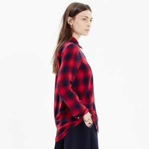 Madewell Plaid button up shirt in red and navy